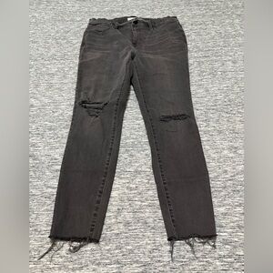Madewell Jeans Distressed Black Denim High Rise Skinny Size 33